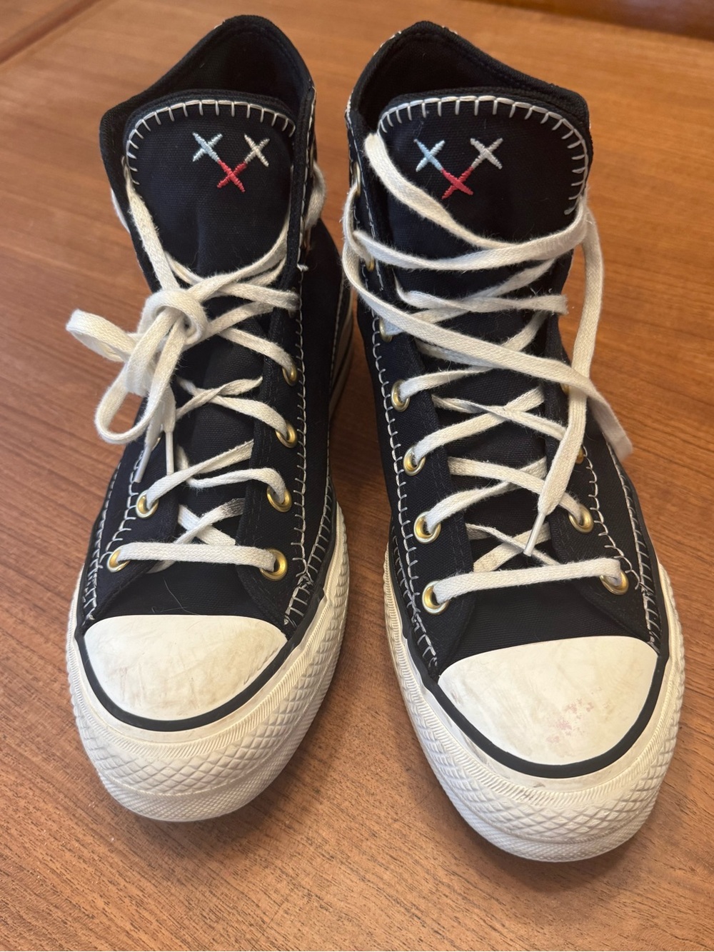 Converse Platform Black High-Top Embroidered Sneakers W9